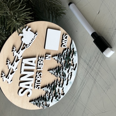 Santa Stops Here Dry Erase Countdown
