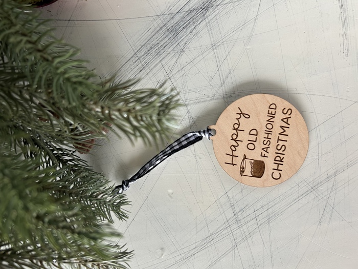Happy Old Fashioned Christmas - round wood ornament