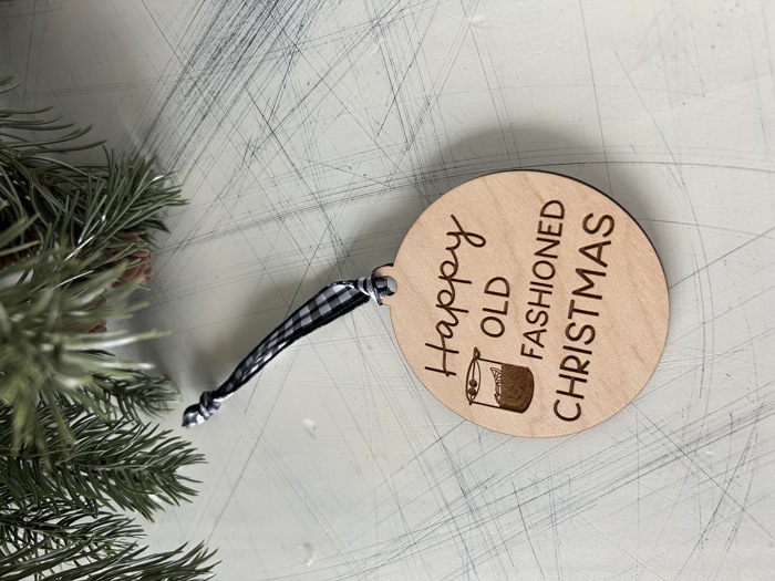 Happy Old Fashioned Christmas - round wood ornament