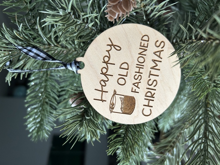 Happy Old Fashioned Christmas - round wood ornament