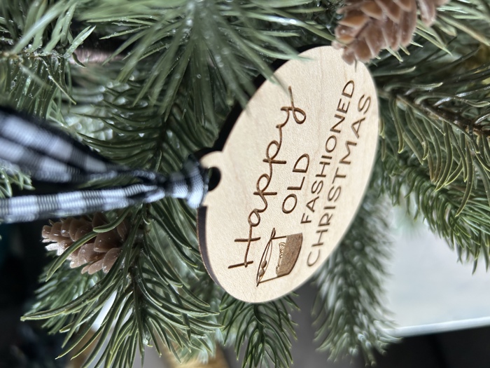 Happy Old Fashioned Christmas - round wood ornament