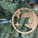 Medium Brown Minimalist Nativity Wood Cutout Ornament