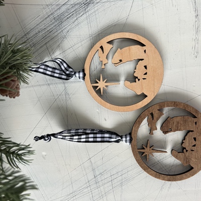 Minimalist Nativity Wood Cutout Ornament