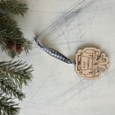  Just Married hand-drawn vintage car ornament on engraved maple