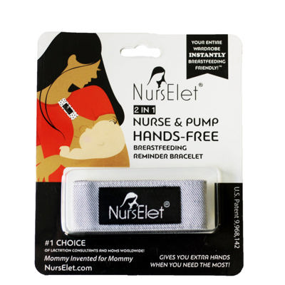 NursElet - Nursing Bracelet, Hands-Free Shirt Holder Becomes Your Breastfeeding Reminder Bracelet - TWO NursElets
