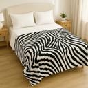  Super Soft And Warm White & Black Zebra Print Mink Plush Blanket Queen Size