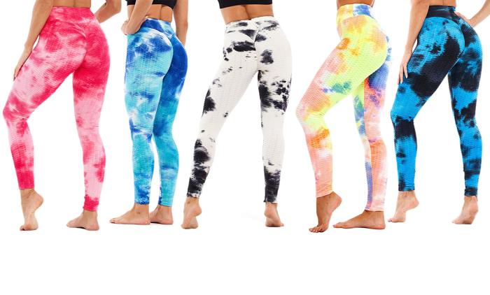 Women's High-Waisted Tie-Dye Leggings with Tummy Control and Butt-Lifting Design for Workouts & Yoga