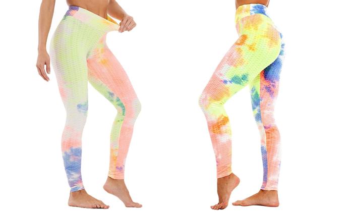 Women's High-Waisted Tie-Dye Leggings with Tummy Control and Butt-Lifting Design for Workouts & Yoga