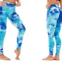 Sky Blue Medium Women's High-Waisted Tie-Dye Leggings with Tummy Control and Butt-Lifting Design for Workouts & Yoga