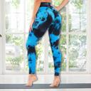 Dark Blue Medium Women's High-Waisted Tie-Dye Leggings with Tummy Control and Butt-Lifting Design for Workouts & Yoga