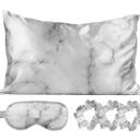 Marble Silky Satin Cozy Comfortable Blush Sleep Set for Restful Sleep and Radiant Skin.