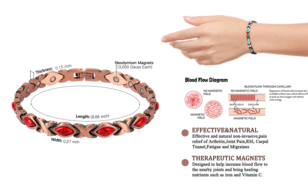 Copper Bracelet for Men and Women with Magnetic Energy Therapy for Pain Relief