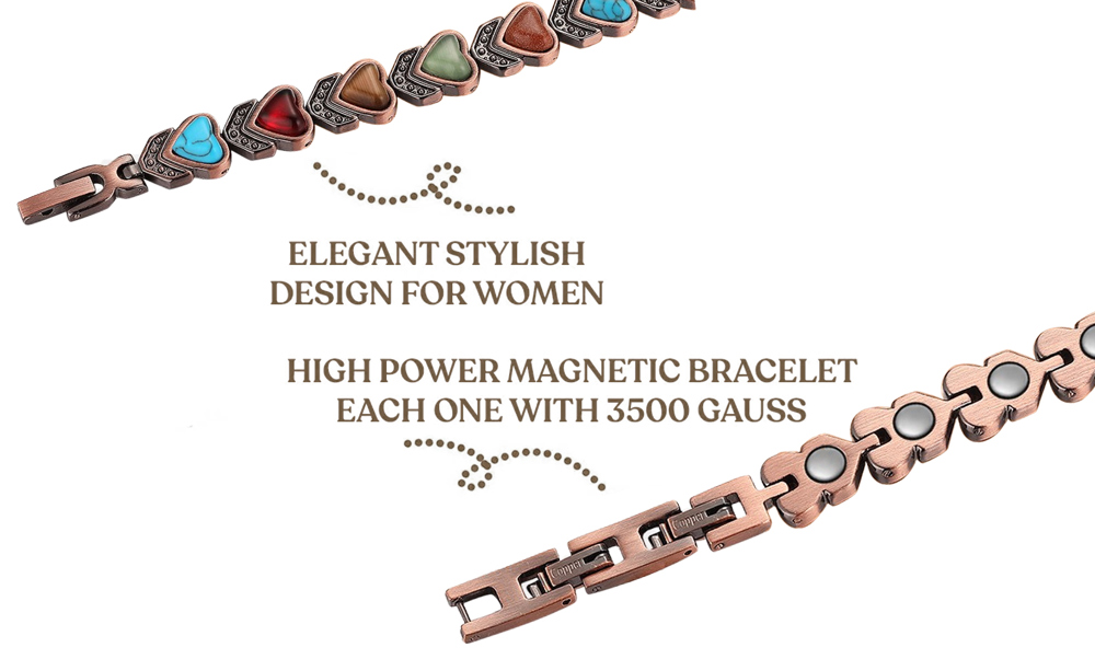 Copper Bracelet for Women with Magnetic Therapy for Pain Relief, Energy Balance, and Better Sleep