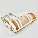 Coffee Stripes Cozy and Luxurious Flannel/Sherpa Queen Sized Blanket