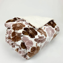 Brown Floral Floral Cozy and Luxurious Flannel/Sherpa Queen Sized Blanket