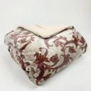 Red Floral Cozy and Luxurious Flannel/Sherpa Queen Sized Blanket