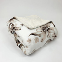 White Floral Cozy and Luxurious Flannel/Sherpa Queen Sized Blanket