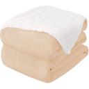 Beige King Premium Flannel Fleece Sherpa Throw Blanket for Couch Bed Sofa