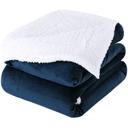 Navy King Premium Flannel Fleece Sherpa Throw Blanket for Couch Bed Sofa