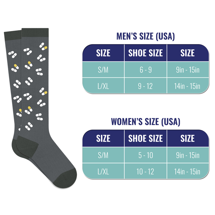 6-Pair :Medical Patterned All-Day Compression Socks