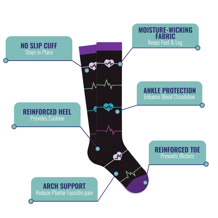 6-Pair :Medical Patterned All-Day Compression Socks