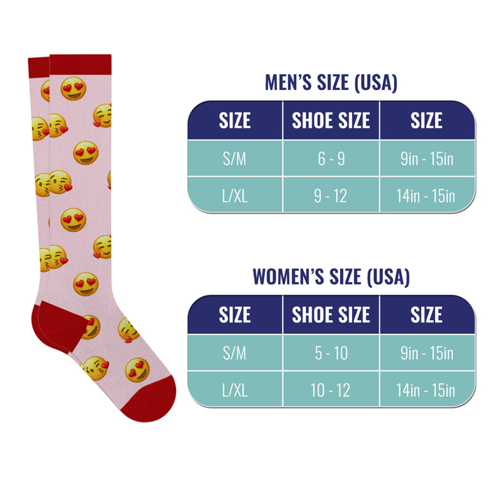 6-Pairs: Valentine's Day Love Prints Knee-High Compression Socks