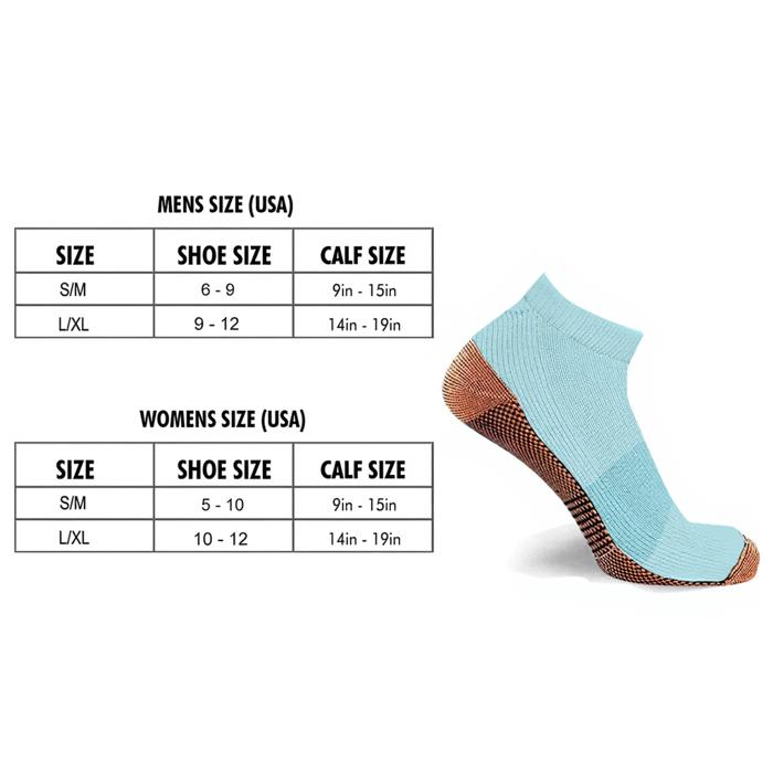 3-Pair Copper Compression Ankle Socks for Men & Women