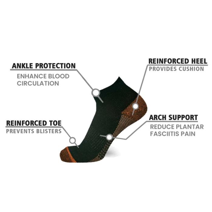 3-Pair Copper Compression Ankle Socks for Men & Women