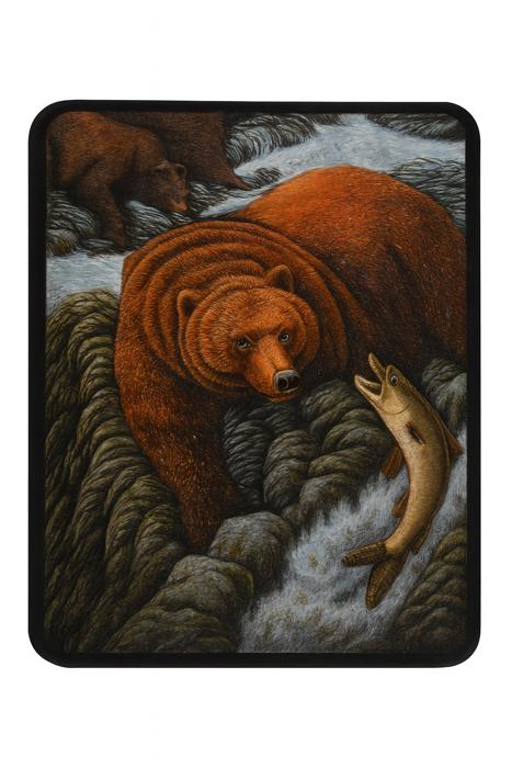 Bear by the River - Cozy Queen Size Plush Blanket