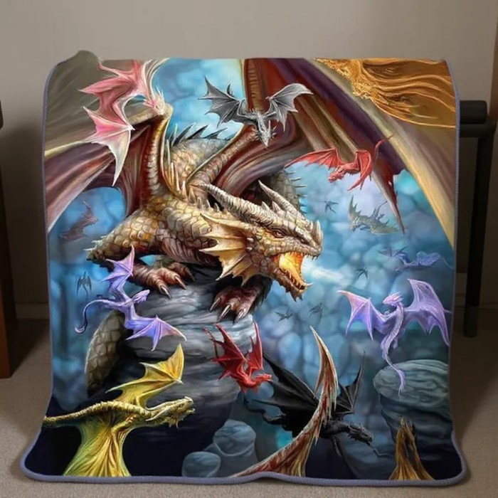 Fantasy Dragon Clan Blanket - Soft Warm Gothic Bedding