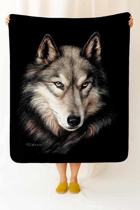 Wolf Spirit Mink Blanket  Indigo Queen Edition