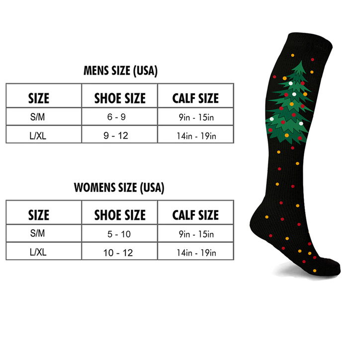 Christmas Circulation Collection - Knee-High Support Socks for Travel, Work & Winter Joy-3 Pair