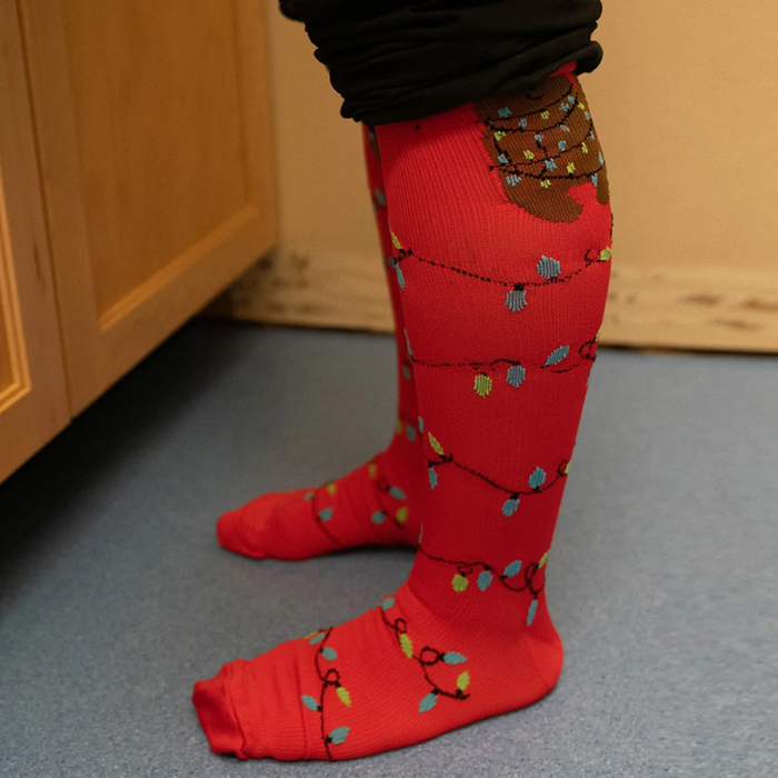 Christmas Circulation Collection - Knee-High Support Socks for Travel, Work & Winter Joy-3 Pair