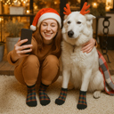 Winter Plaid Pack Of Two Paws & Claus: Matching Holiday Socks for You + Your Pet: Pack Of Two