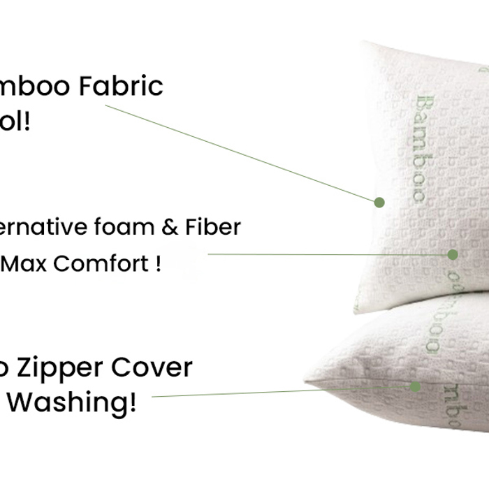 2-Pack | Soft & Plush Fiber Down Alternative Rayon from Bamboo Sleeping Pillow