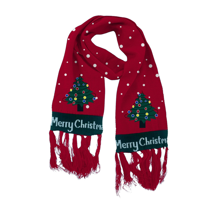 Christmas Santa Winter Holiday Scarf with Colorful LED Lights | Unisex