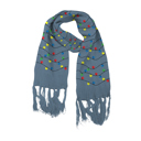 Gray Christmas Santa Winter Holiday Scarf with Colorful LED Lights | Unisex