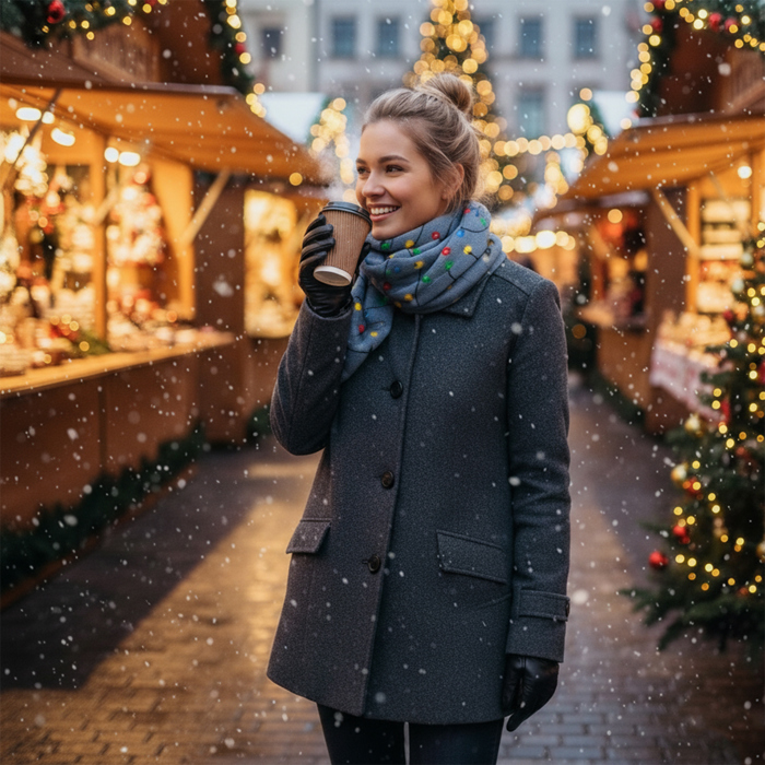 Christmas Santa Winter Holiday Scarf with Colorful LED Lights | Unisex