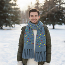 Gray Christmas Santa Winter Holiday Scarf with Colorful LED Lights | Unisex