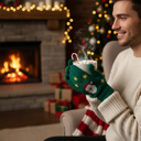 Green Christmas Santa Winter Holiday Gloves with Colorful LED Lights | Unisex