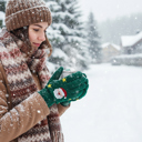 Green Christmas Santa Winter Holiday Gloves with Colorful LED Lights | Unisex