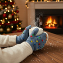 Gray Christmas Santa Winter Holiday Gloves with Colorful LED Lights | Unisex