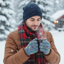Gray Christmas Santa Winter Holiday Gloves with Colorful LED Lights | Unisex