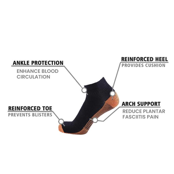 6-Pairs Ankle Compression Socks for Men & Women Copper-Infused High Performance