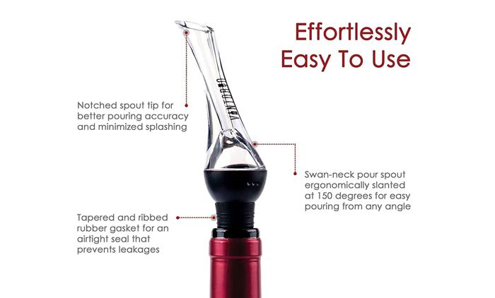 Premium Wine Aerator Pourer And Decanter Spout (1-Pack or 2-Pack)
