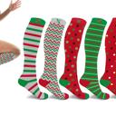Medium 6 Pairs Christmas Knee-High Compression Socks Festive Support for All-Day Comfort