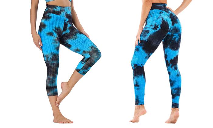 Women's High-Waisted Tie-Dye Leggings with Tummy Control and Butt-Lifting Design for Workouts & Yoga