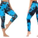 Dark Blue XXL Women's High-Waisted Tie-Dye Leggings with Tummy Control and Butt-Lifting Design for Workouts & Yoga