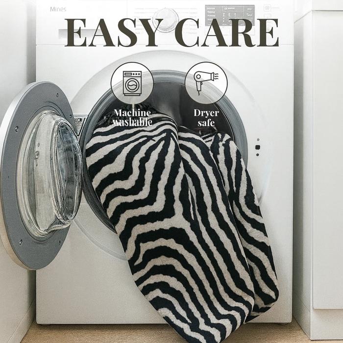 Super Soft And Warm White & Black Zebra Print Mink Plush Blanket Queen Size
