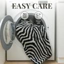Black White Super Soft And Warm White & Black Zebra Print Mink Plush Blanket Queen Size